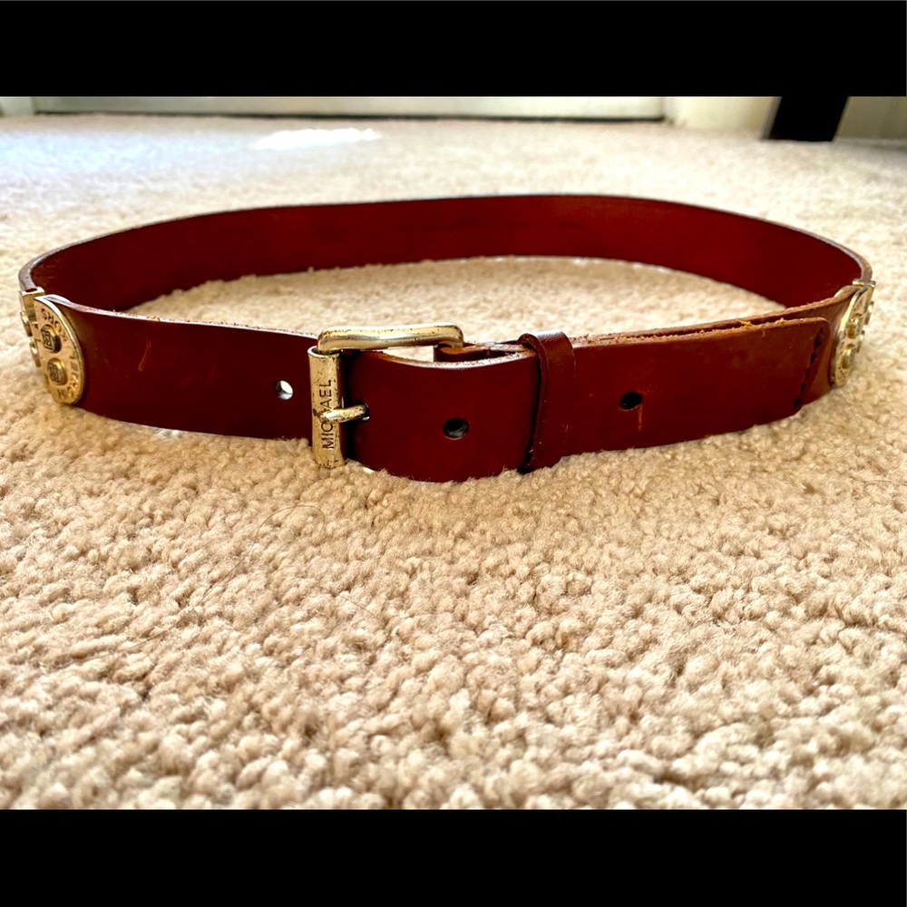 Michael Kors brown leather silver Buckle small